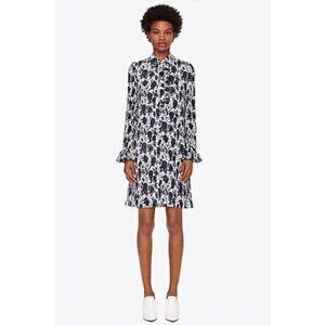 Tory Burch " Livia " Foral Navy & Cream Print Long Sleeve Shirt Dress. Size 00